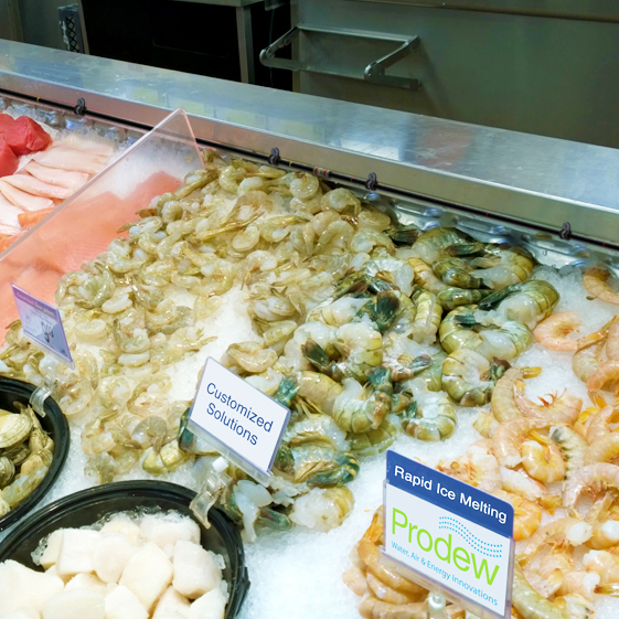 Prodew Ice Melting for Seafood Displays